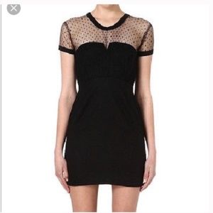 The Kooples Black Illusion Yoke Lace Bustier Dress